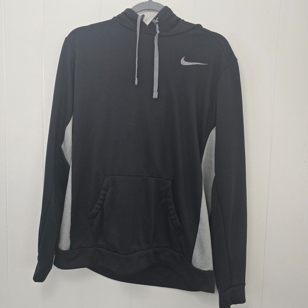 Nike Therma-Fit Hoodie Men's L. Black w/ gray side panels and gray inner lining
